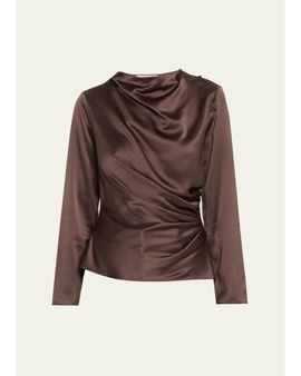 Loulou De Saison Anya 01 Draped Silk-Blend Satin Blouse