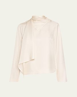 Loulou De Saison Gala Silk Scarf-Neck Blouse