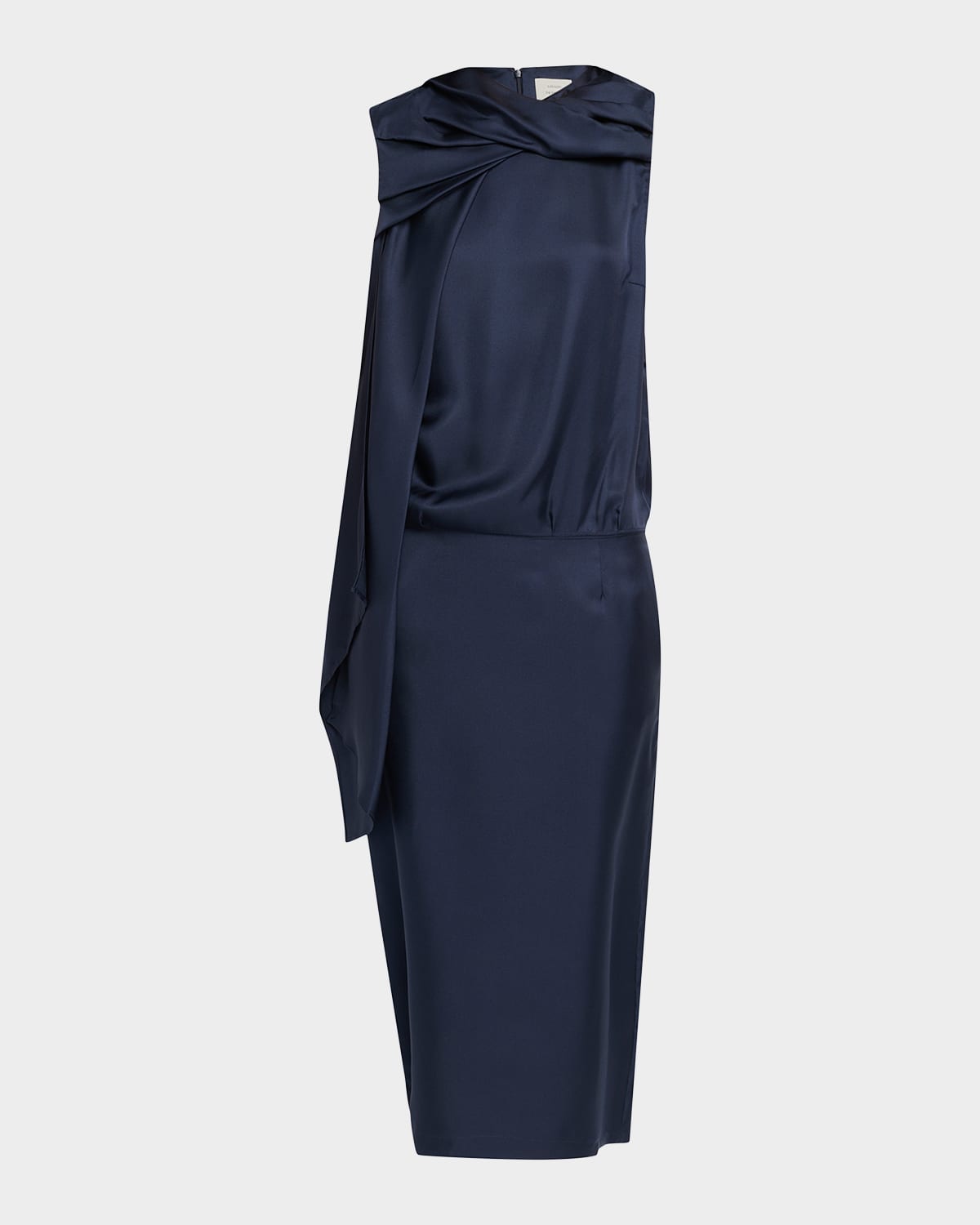 Loulou De Saison Izia Draped Cape Silk Midi Dress