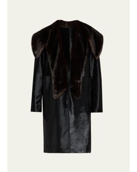 Loulou De Saison Lotta Oversized Calf Hair and Suede Coat
