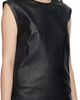 Loulou de Saison Loulou de Saison Black FIZA Ostrich-Effect Leather Blouse - 2
