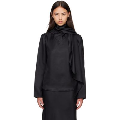 Loulou de Saison Loulou de Saison Black GALA Silk Twill Scarf Blouse