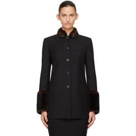 Loulou de Saison Loulou de Saison Black Goa Faux-Fur Trim Jacket