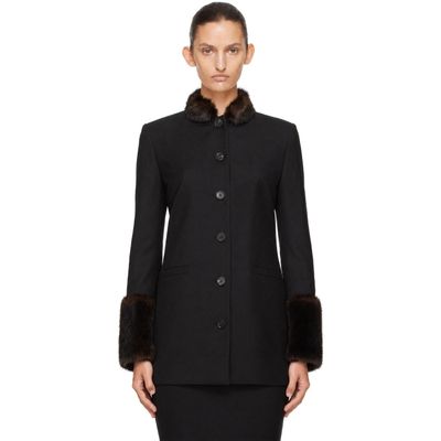 Loulou de Saison Loulou de Saison Black Goa Faux-Fur Trim Jacket