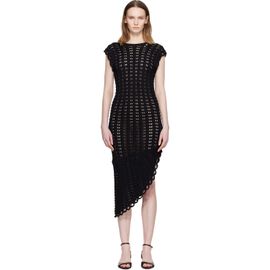 Loulou de Saison Loulou de Saison Black Malena Ruffled Crochet Midi Dress
