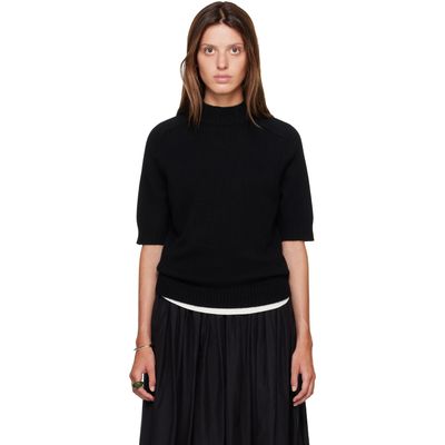 Loulou de Saison Loulou de Saison Black RUTH Stand Collar Cashmere Top