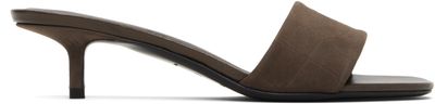 Loulou de Saison Loulou de Saison Brown Sarafina Kitten Mule Heeled Sandals