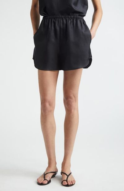 LOULOU DE SAISON LOULOU DE SAISON Cabo Elastic Waist Silk Twill Shorts
