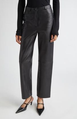 LOULOU DE SAISON LOULOU DE SAISON Cobe Lambskin Leather Straight Leg Pants