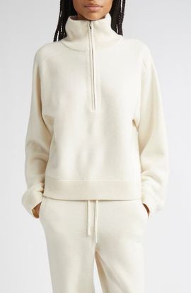 LOULOU DE SAISON LOULOU DE SAISON Dries Stand Collar Cashmere Half Zip Sweater