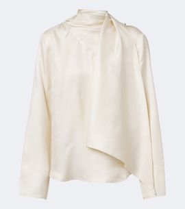 Loulou de Saison Loulou de Saison Gala draped scarf-detail silk twill top