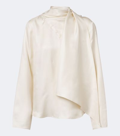 Loulou de Saison Loulou de Saison Gala draped scarf-detail silk twill top