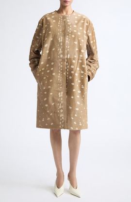 Loulou de Saison LOULOU DE SAISON Liza Deer Print Genuine Calf Hair Coat 