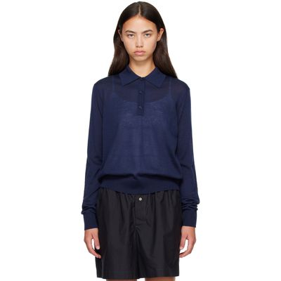 Loulou de Saison Loulou de Saison Navy MILES Long Sleeve Polo