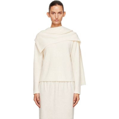 Loulou de Saison Loulou de Saison Off-White Frances Cashmere Scarf Sweater