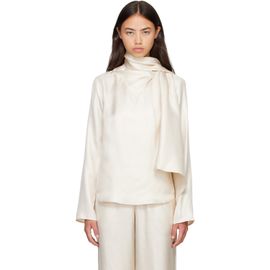 Loulou de Saison Loulou de Saison Off-White GALA Silk Twill Scarf Blouse