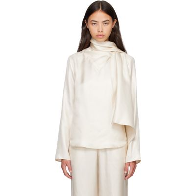 Loulou de Saison Loulou de Saison Off-White GALA Silk Twill Scarf Blouse