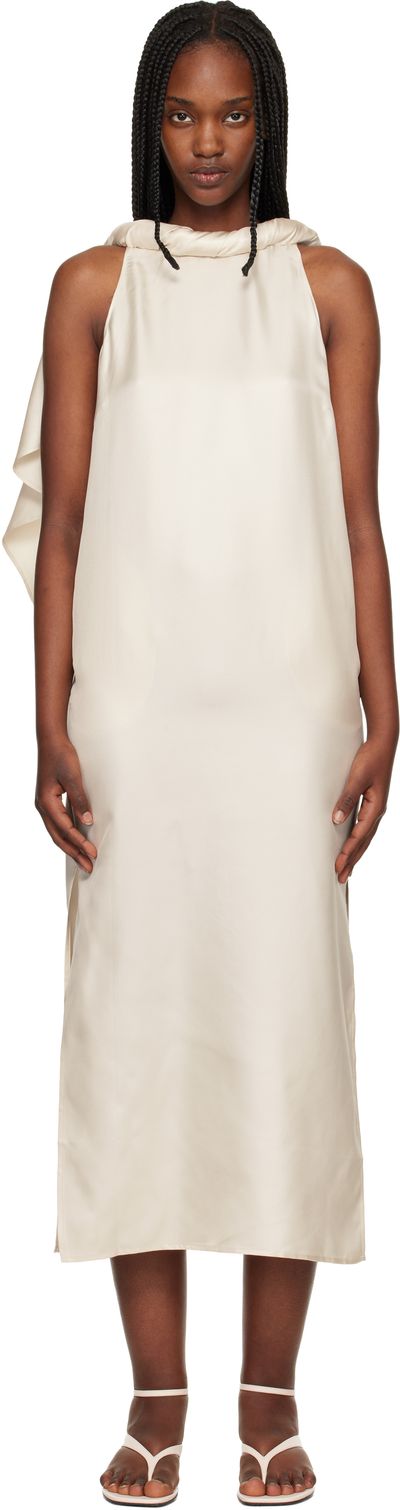 Loulou de Saison Loulou de Saison Off-White Susan Twisted Collar Maxi Dress
