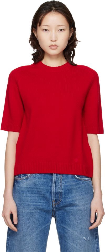 Loulou de Saison Loulou de Saison Red Dara Short-Sleeve Cashmere Sweater
