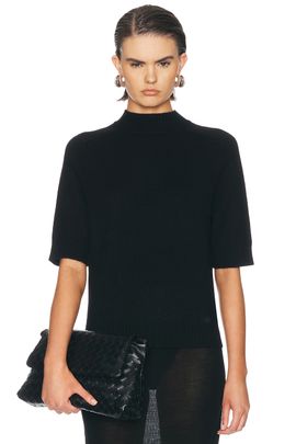 Loulou de Saison Loulou de Saison Ruth High-Neck Short Saddle-Sleeve Top