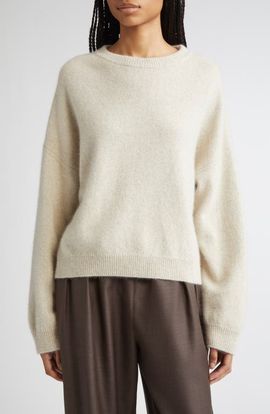 Loulou de Saison Loulou de Saison Tristan Loose Fit Mercerized Wool & Yak Hair Blend Sweater