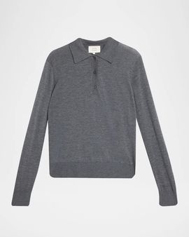 Loulou De Saison Miles Cashmere Long-Sleeve Polo Top