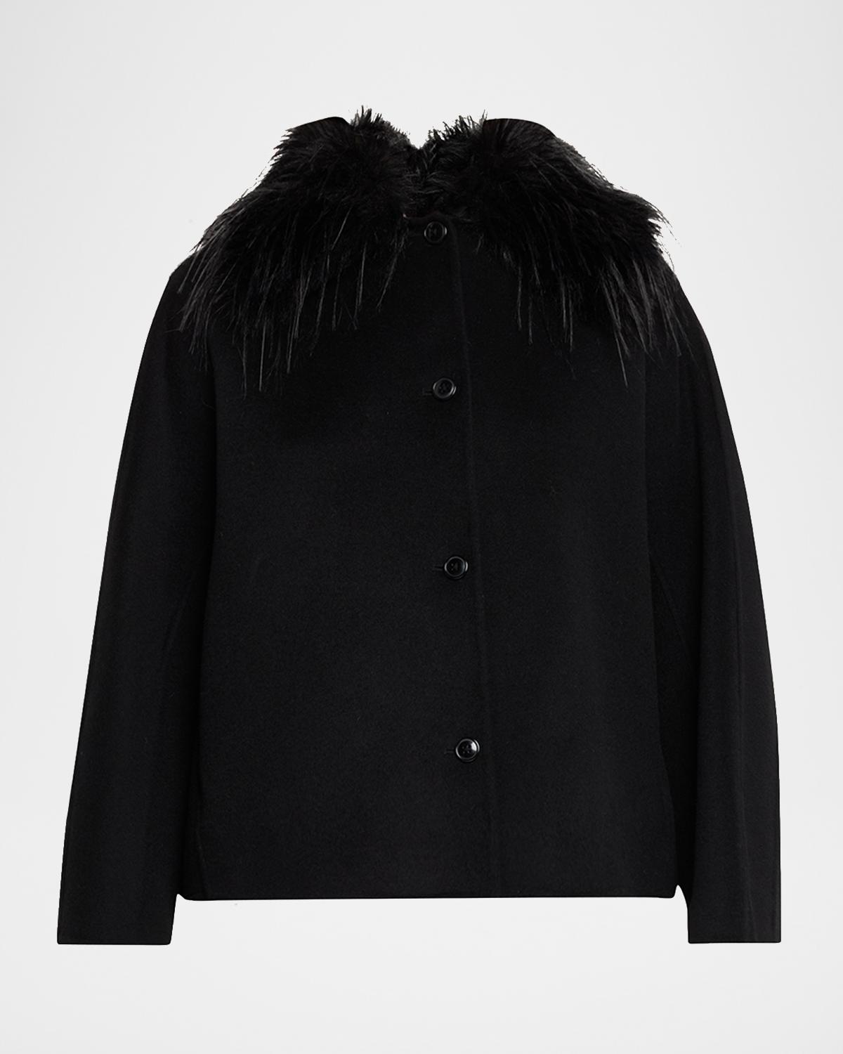 Loulou De Saison Rafe Faux Fur Collared Wool-Cashmere Jacket