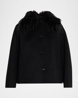 Loulou De Saison Rafe Faux Fur Collared Wool-Cashmere Jacket