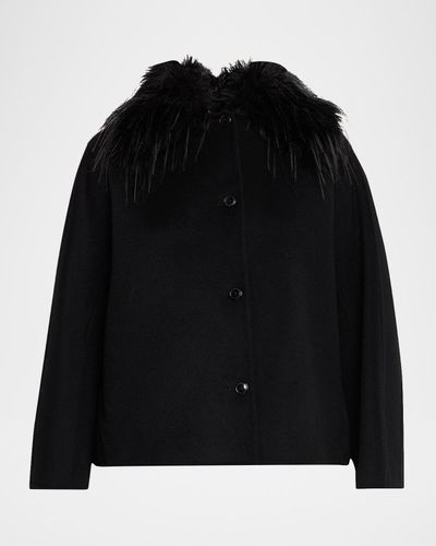 Loulou De Saison Rafe Faux Fur Collared Wool-Cashmere Jacket
