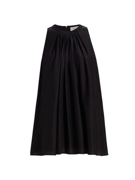 Loulou de Saison Women's Liao Cotton-Silk Pleated Neckline Blouse