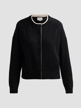 Loulou de Saison Women's Nicola Contrast Crewneck Cashmere Cardigan
