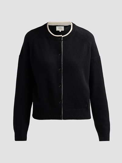 Loulou de Saison Women's Nicola Contrast Crewneck Cashmere Cardigan