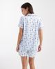 Loungeable Loungeable blue plaid supersoft jersey short sleeve shirt & shorts pajama set in strawberry print-Multi - 3