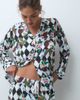Loungeable Loungeable Christmas rever button up shirt and trouser pyjama set in mono nutcracker check-MULTI - 3