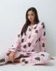Loungeable Loungeable Christmas rever button up shirt and trouser pyjama set in pink stripe tree print - 1