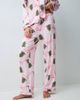 Loungeable Loungeable Christmas rever button up shirt and trouser pyjama set in pink stripe tree print - 3
