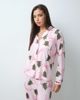 Loungeable Loungeable Christmas rever button up shirt and trouser pyjama set in pink stripe tree print - 4