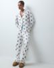 Loungeable Loungeable Christmas rever button up shirt and trouser pyjama set in santa teddy-WHITE - 1