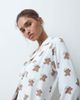 Loungeable Loungeable Christmas rever button up shirt and trouser pyjama set in santa teddy-WHITE - 2
