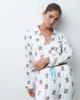 Loungeable Loungeable Christmas rever button up shirt and trouser pyjama set in santa teddy-WHITE - 4