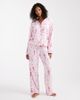 Loungeable Loungeable Christmas super soft jersey camp collar top and wide leg pants pajama set in pink nutcracker print - 1