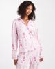 Loungeable Loungeable Christmas super soft jersey camp collar top and wide leg pants pajama set in pink nutcracker print - 2