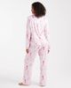Loungeable Loungeable Christmas super soft jersey camp collar top and wide leg pants pajama set in pink nutcracker print - 3
