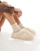 Loungeable Loungeable cozy borg mule slipper in cream-White - 1