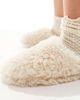 Loungeable Loungeable cozy borg mule slipper in cream-White - 2