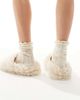 Loungeable Loungeable cozy borg mule slipper in cream-White - 3
