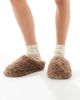 Loungeable Loungeable cozy borg mule slippers in mocha-Brown - 1