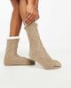 Loungeable Loungeable cozy cable knit slipper socks in beige-Neutral - 1