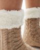 Loungeable Loungeable cozy cable knit slipper socks with teddy lining in heathered oat-Neutral - 2