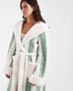 Loungeable Loungeable cozy hooded midi robe in pink and green stripes - 1